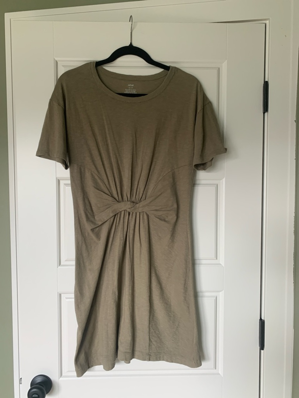 aerie Olive Green Knot Front T-Shirt Dress